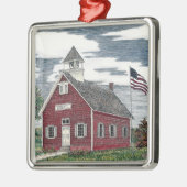 Little Red Schoolhouse Premium Square Ornament (Links)