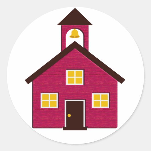 Little Red Schoolhouse Ronde Sticker (Voorkant)