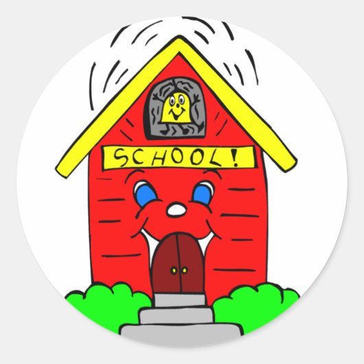 Little Red Schoolhouse Ronde Sticker (Voorkant)