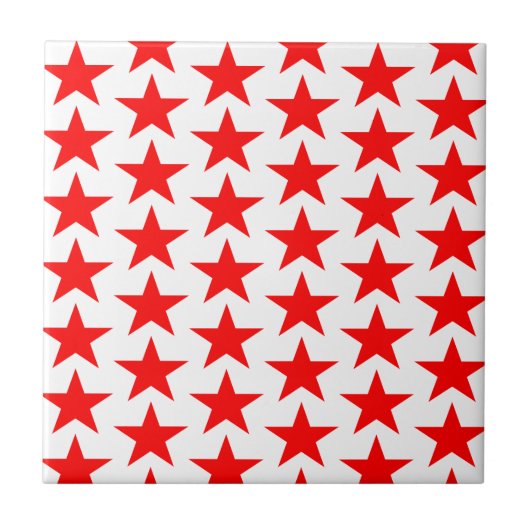 Little Red Stars Pattern Tegeltje (Voorkant)
