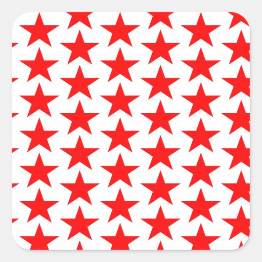 Little Red Stars Pattern Vierkante Sticker (Voorkant)