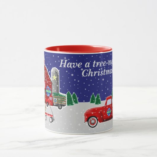 Little Red Truck Kerstboom Boerderij en schuur Mok (Midden)