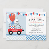 Little Red Wagon Cartoon Party Invitation Kaart (Voorkant)