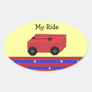 LIttle Red Wagon Ovale Sticker