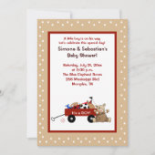 Little Red Wagon & Teddy Bear 5x7 Nodig tweezijdig Kaart (Voorkant)