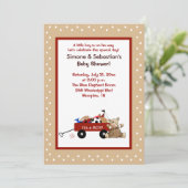 Little Red Wagon & Teddy Bear 5x7 Nodig tweezijdig Kaart (Staand voorkant)