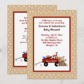 Little Red Wagon & Teddy Bear 5x7 Nodig tweezijdig Kaart (Voorkant / Achterkant)