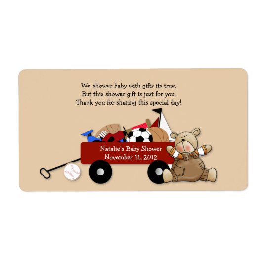 Little Red Wagon Teddy Bear Label Sticker - Groot (Voorkant)