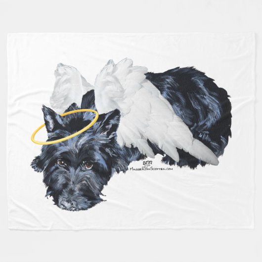Little Resting Scottie Angel Fleece Deken (Voorkant (Horizontaal))