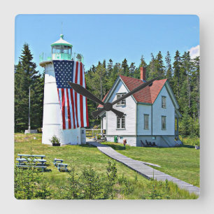 Little River Lighthouse, Maine Clock Vierkante Klok