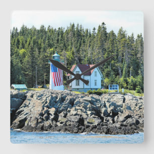 Little River Lighthouse, Maine Clock Vierkante Klok