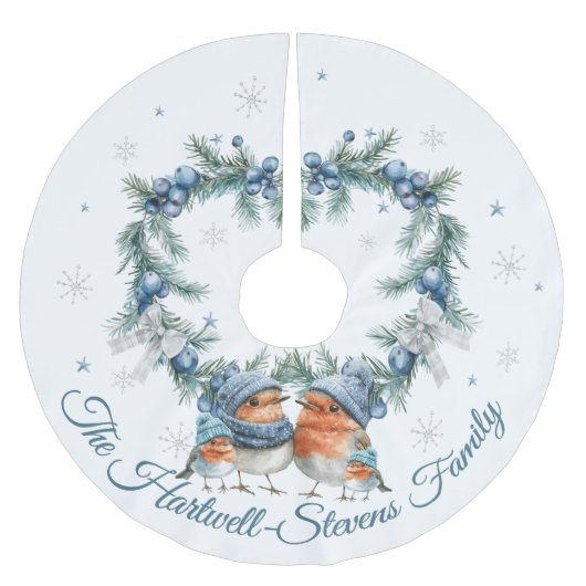 Little Robin Family & Christmas Foliage Kerstboom Rok (Voorkant)