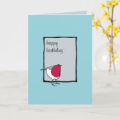 Little Robin Grey Verjaardag Kaart (Gele Bloem)