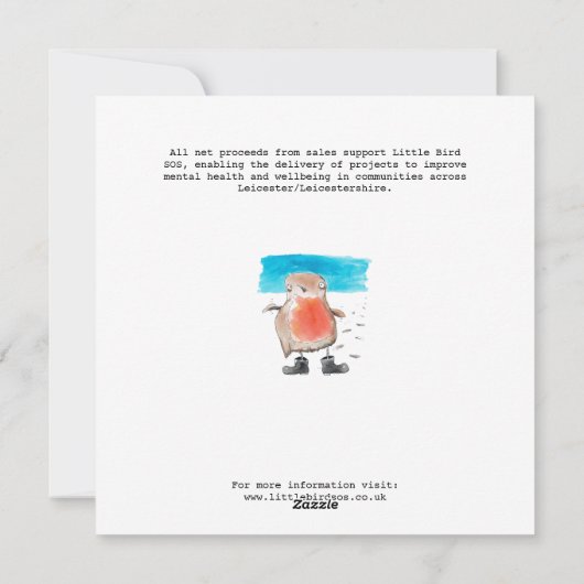 Little Robin met lelies Feestdagenkaart (Achterkant)