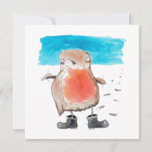 Little Robin met lelies Feestdagenkaart