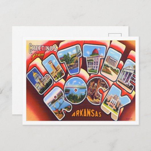Little Rock, Arkansas Big Letters Briefkaart (Voorkant / Achterkant)