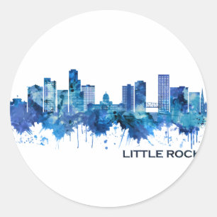Little Rock Arkansas Skyline Blue Ronde Sticker