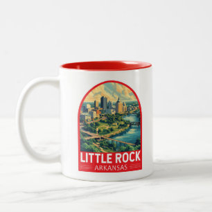 Little Rock Arkansas Travel Art Embleem Tweekleurige Koffiemok