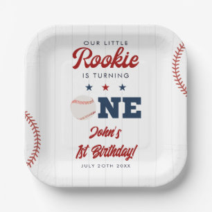 Little Rookie Honkbal 1e Verjaardag Papieren Bordje