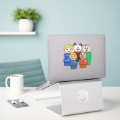 Little Round People Family Sticker (Laptop op bureau)