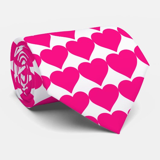 Little Roze Heart Pattern on White Stropdas (Opgerold)