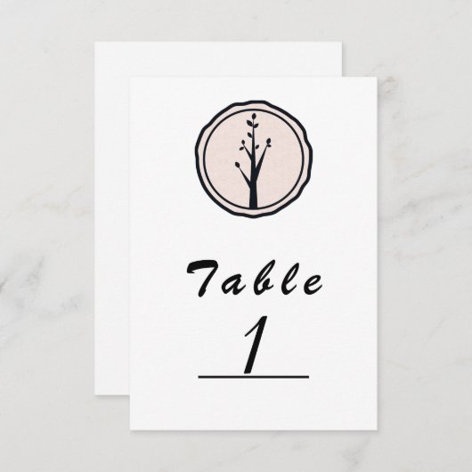 Little Rustic Tree Nature Mariage Numéro de table (Devant / Derrière)