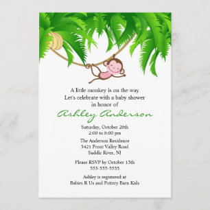 Little Safari Monkey Baby shower Invitation Kaart