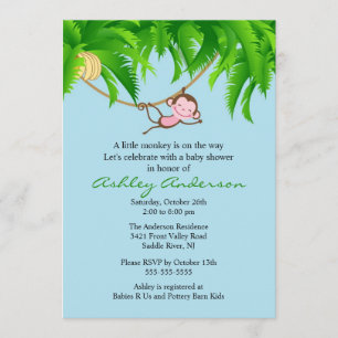 Little Safari Monkey Baby shower Invitation Kaart