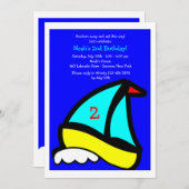 Little Sailboat Birthday Party Invitation Kaart (Voorkant / Achterkant)