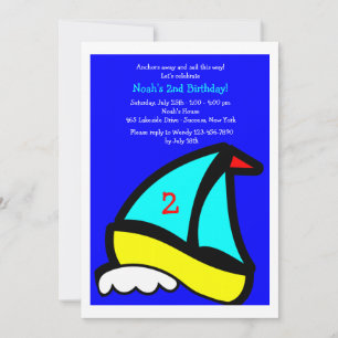 Little Sailboat Birthday Party Invitation Kaart