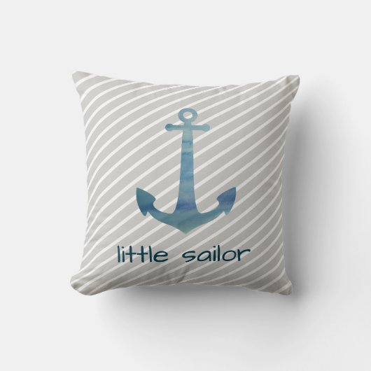 Little Sailor Anchor Nautical Stripe Pillow Kussen (Voorkant)