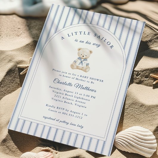 Little Sailor Baby Shower Invitation 