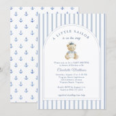 Little Sailor Bear Coastal Baby Shower Invitation (Devant / Derrière)