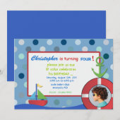 Little Sailor - Birthday Invites Kaart (Voorkant / Achterkant)