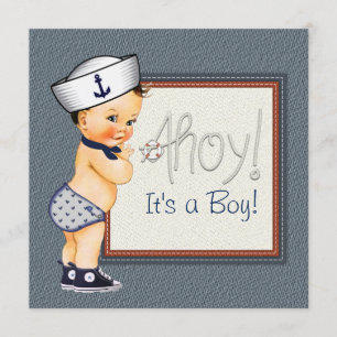 Little Sailor Boy Blue Nautisch Baby shower Kaart