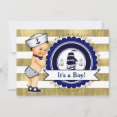 Little Sailor Boy nautisch Baby shower Kaart (Voorkant)