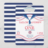 Little Sailor eerste verjaardag uitnodigingen (Voorkant / Achterkant)