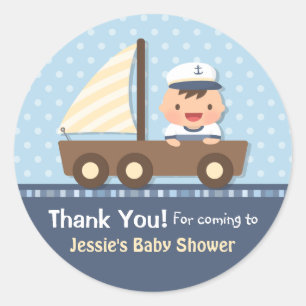 Little Sailor Nautical Baby shower Party Ronde Sticker