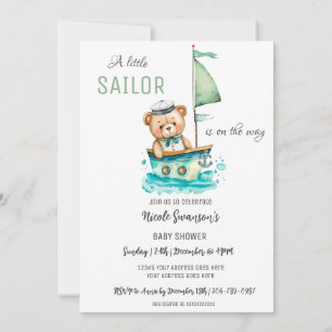 Little Sailor Nautical Beer Baby shower Uitnodigin Kaart