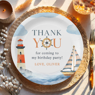 Little Sailor Nautical Blue Pastel 1st Birthday Papieren Bordje