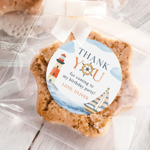 Little Sailor Nautical Blue Pastel 1st Birthday Ronde Sticker