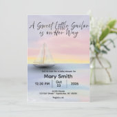 Little Sailor on Her Way Baby shower Invite Kaart (Staand voorkant)