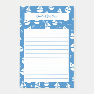 Little Sailships Pattern Blue CUSTOMIZE IT Notitie Post-it® Notes