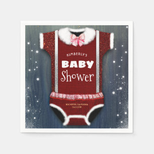 Little Santa Bodysuit Winter Baby shower Servet