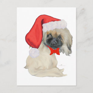 Little Santa Pekingese Feestdagenkaart