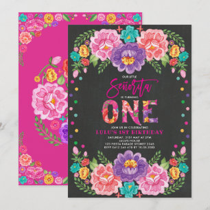 Little Senorita Fiesta Bloemenmeisje 1st Birthday Kaart