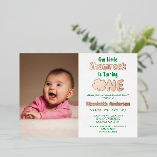 Little Shamrock 1e verjaardag Folie Uitnodiging