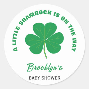 Little Shamrock Baby shower Iers wit en groen Ronde Sticker