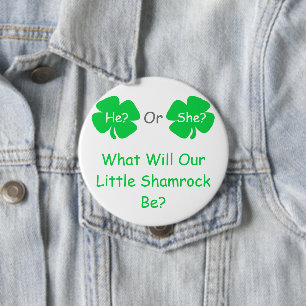 Little Shamrock Gender onthulling Ronde Button 4,0 Cm