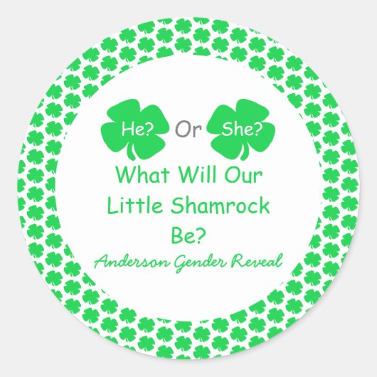 Little Shamrock Gender onthulling Ronde Sticker (Voorkant)